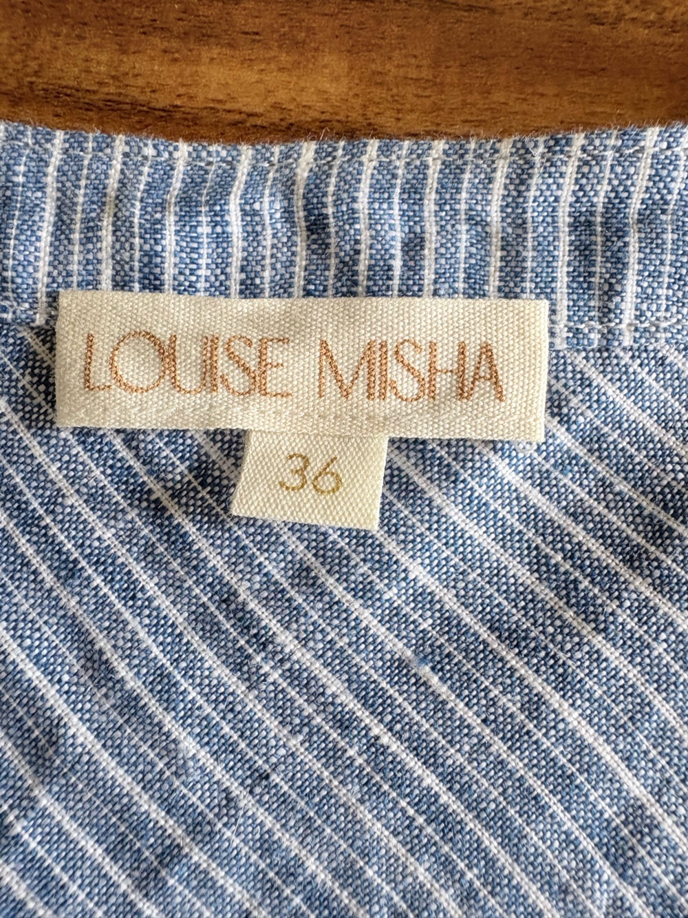 NEW Louise Misha Women’s Sleeveless Duna Blouse Blue Linen Stripes 36 Small S - Picture 9 of 16